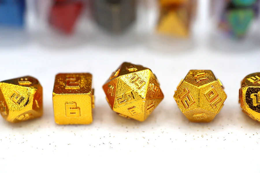 10MM Mini Metal Dice Set in Gold