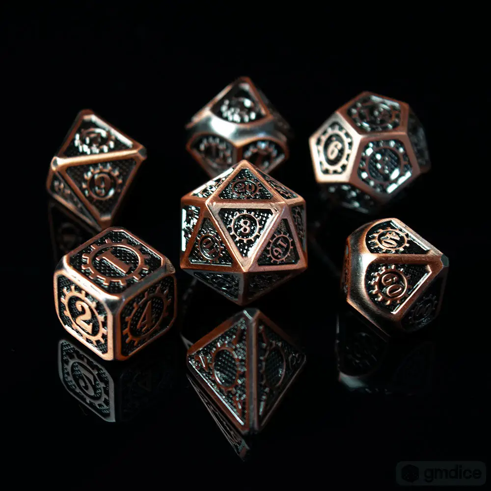 Metal Dice Set Copper Gear