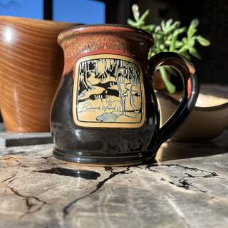 The Midway Mug in Black with Sunshine Red Glaze