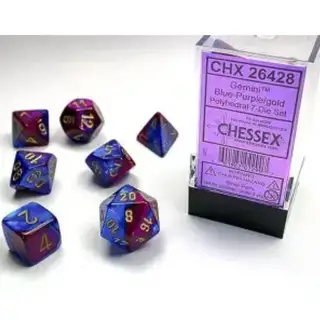 Gemini Blue-Purple/Gold Polyhedral 7-Die Set