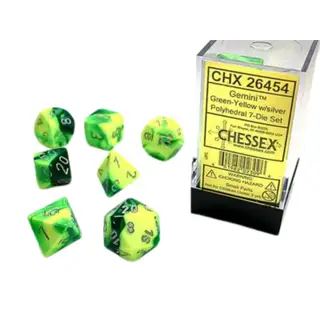 Chessex Gemini Polyhedral Green-Yellow/Silver 7-Die Set