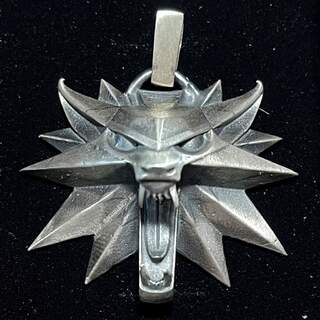 Silver Witcher Necklace Wolf Pendant