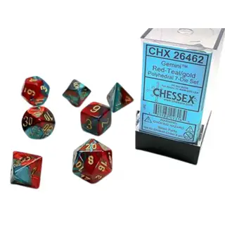 Chessex Gemini Polyhedral Red-Teal/Gold 7-Die Set