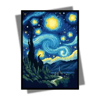 Starry Night (Pixel Art) - AI Armor MTG Sleeves - 100ct