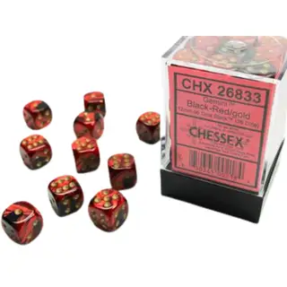 Chessex Gemini 12mm d6 Black-Red/Gold Dice Block (36 dice)