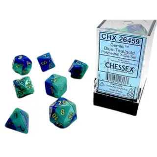 Chessex Gemini Polyhedral Blue-Teal/Gold 7-Die Set
