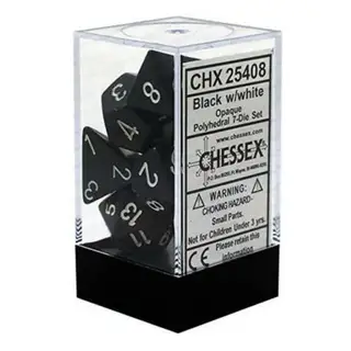 Chessex  Opaque Black/White Polyhedral 7-Die Set