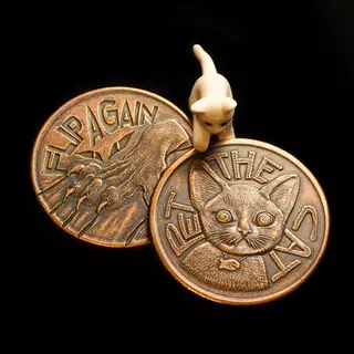 Pet the Cat / Flip Again Decision Maker Coin in Copper