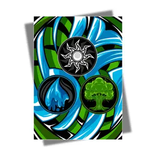 Bant Sleeves: White Blue Green Mana - AI Armor Textured MTG Sleeves - 100 ct