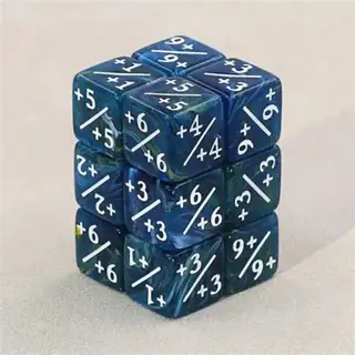 D6 +1/+1 Counter dice(12) - Pearl Blue/White