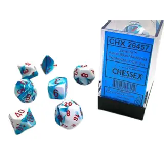 Chessex Gemini Polyhedral Astral Blue-White/Red 7-Die Set
