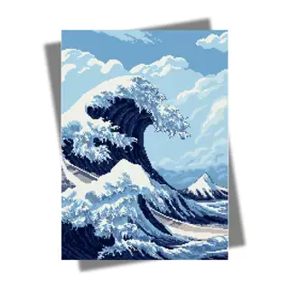 The Great Wave (Pixel Art) - AI Armor MTG Sleeves - 100ct