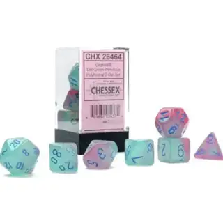 Chessex Gemini Polyhedral Gel Green-Pink/Blue 7-Die Set