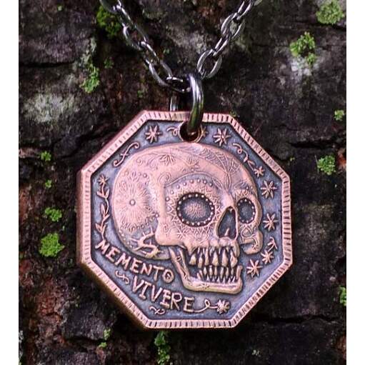Memento Mori Necklace in Copper Pendants Necklaces Jewelry
