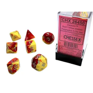Chessex Gemini Polyhedral Red-Yellow/Silver 7-Die Set