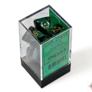Scarab jade/gold Polyhedral 7-die set