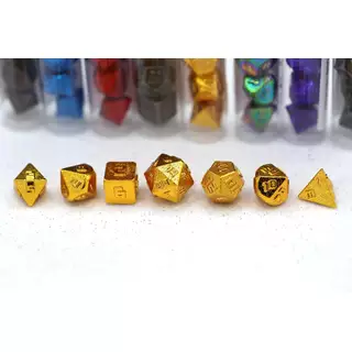 Mini Metal Dice Polyhedral Dice Set 10mm - Gold