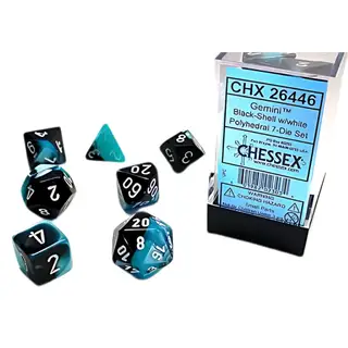 Chessex Gemini Polyhedral Black-Shell/White 7-Die Set