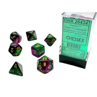 Chessex Gemini Polyhedral Green-Purple/Gold 7-Die Set