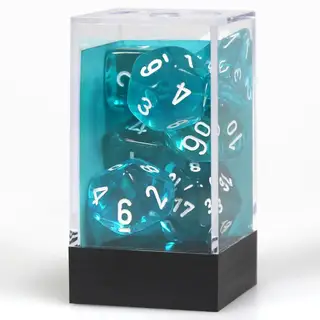 Cheesex Translucent Teal/White Polyhedral 7-Die Set