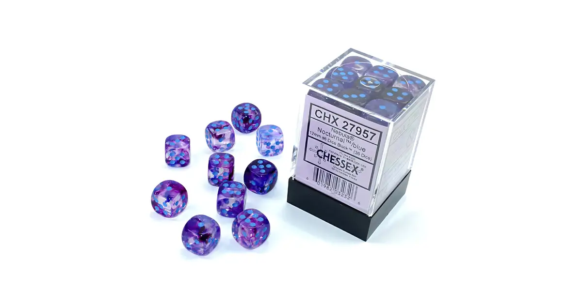 Chessex Nebula Würfel Set - 12x W6 Luminary Leuchtwürfel 16mm