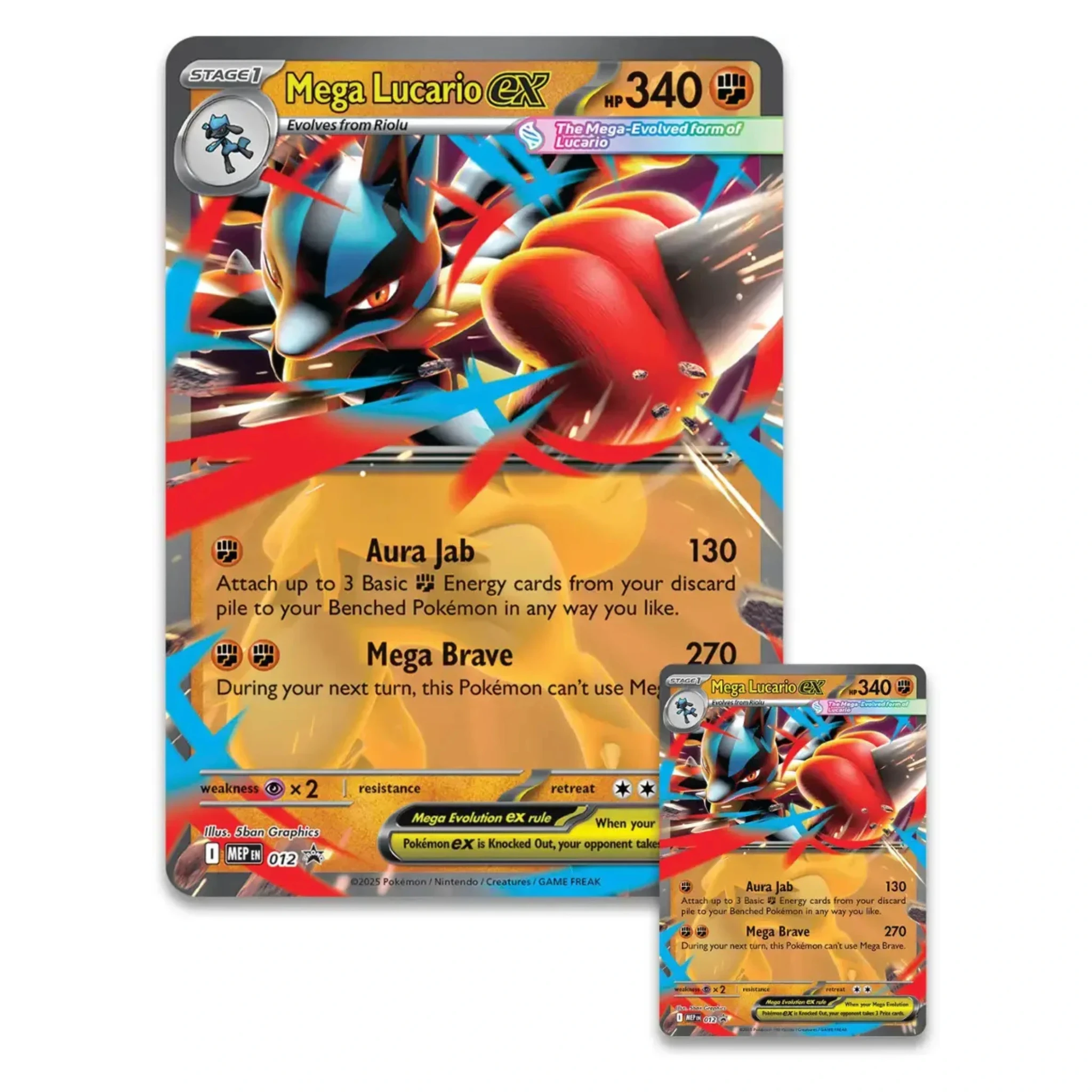 lucario card pokemon Mega Evolution Promo Mega ex MEP033 Fighting Mega Brave (270) During your next turn Lucario (Space-Time Smackdown #170/208, 1-Star)