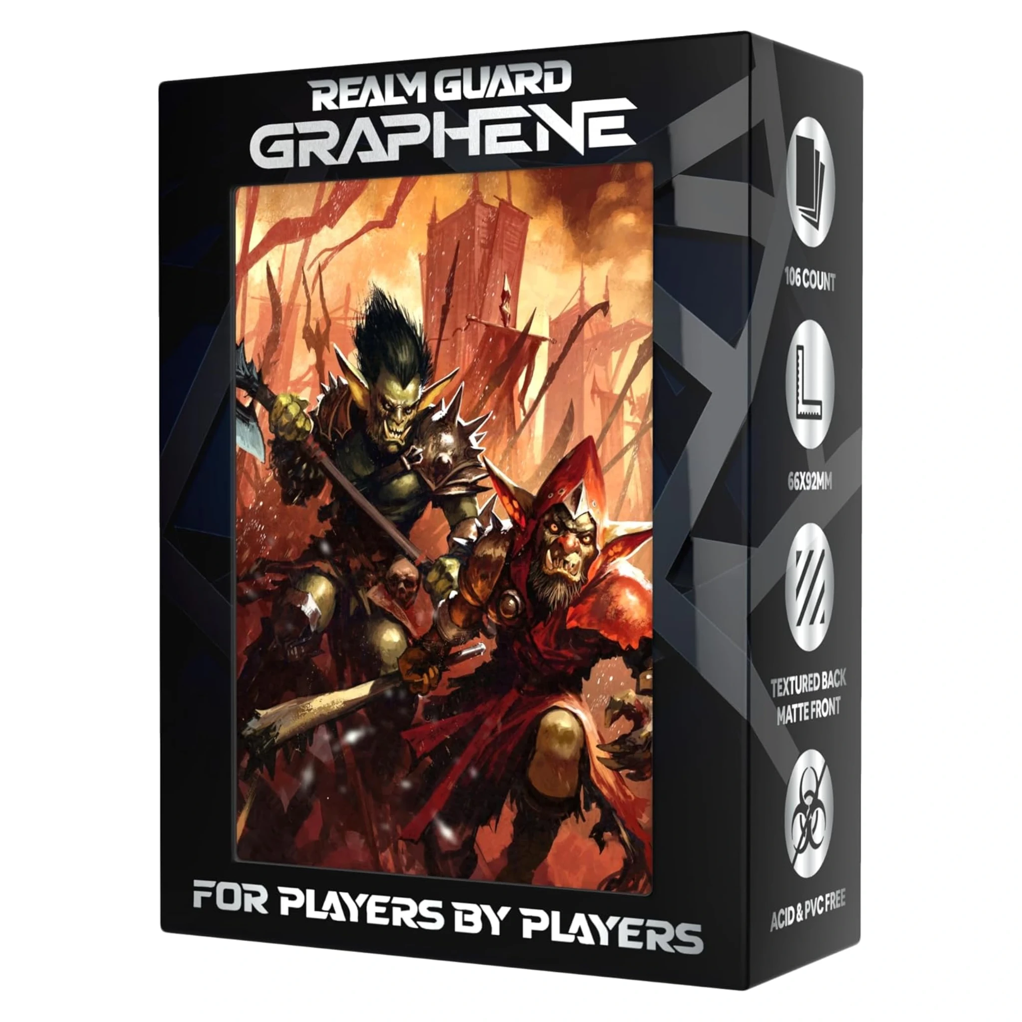 Goblin Army - Realm Guard Graphene Textured MTG Sleeves - 100 ct | MTG Sleeves & Toploaders | Gaming Accessories | Backwoods Wizards Goblin Army - Realm Guard Graphene Textured MTG Sleeves - 100 ct | MTG Sleeves & Toploaders | Gaming Accessories | Backwoods Wizards